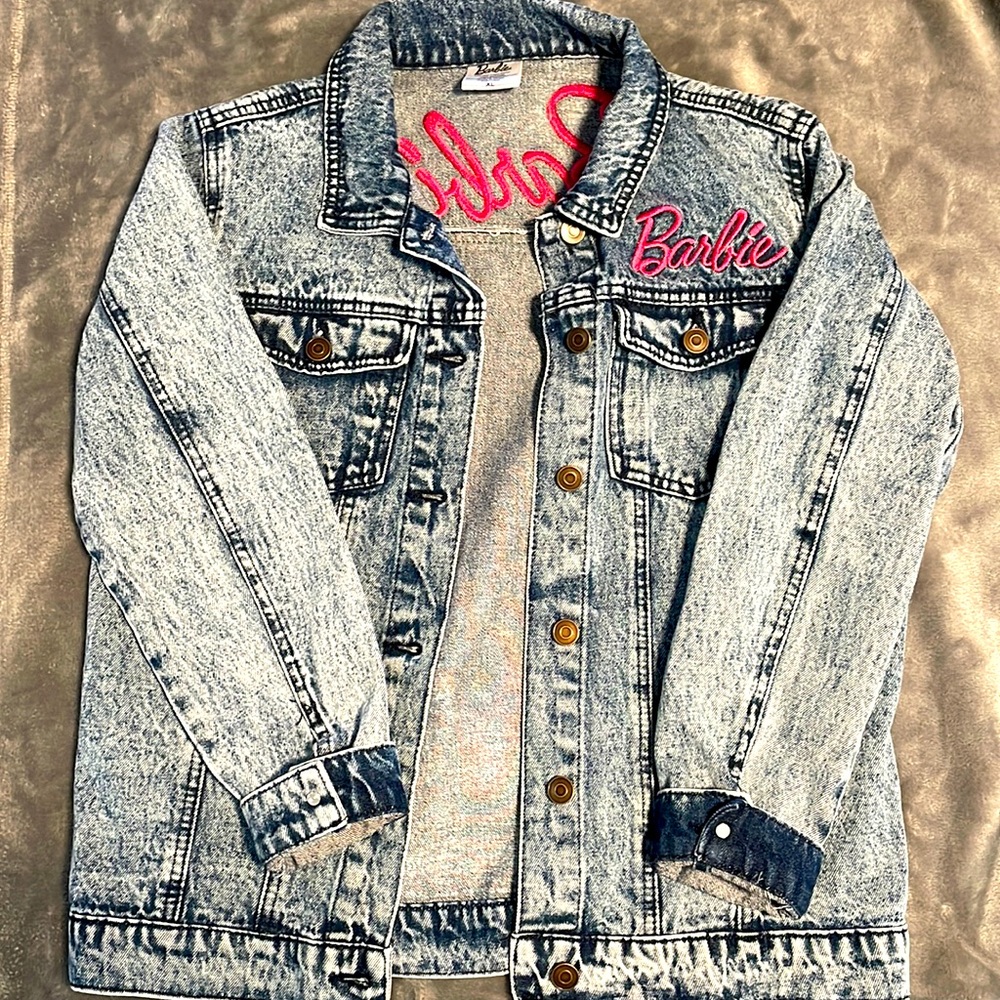 Embroidered Barbie denim jacket